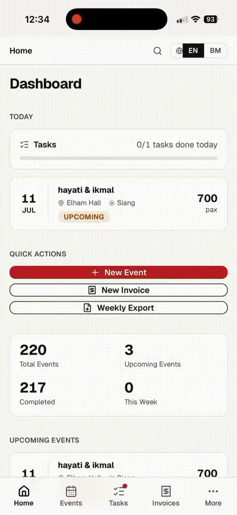 tasks page on mobile, one duty completed with photo proof, demo data